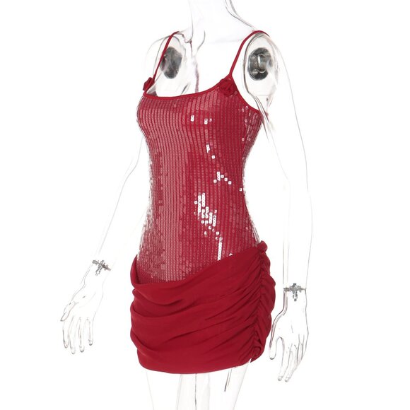 Glamorous Red Sequin Bodycon Mini Dress - Picture 5 of 6